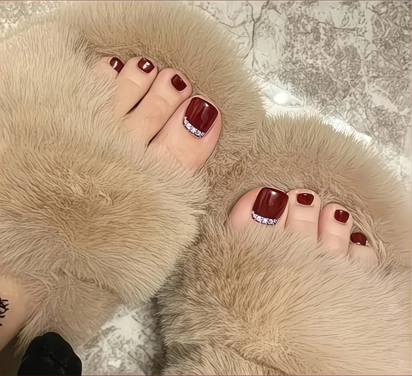Burgundy Crystal Halo Luxury Toes