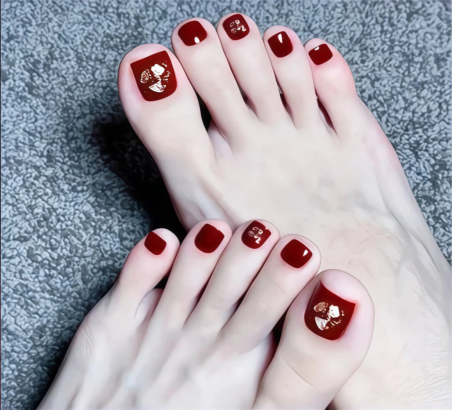 Wine Red Shell & Gold Luxury Toes