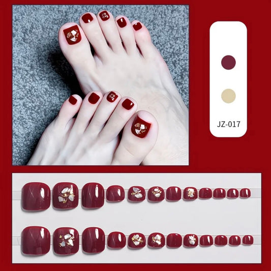 Wine Red Shell & Gold Luxury Toes