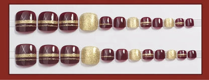 Burgundy & Gold Ribbon Luxury Toes