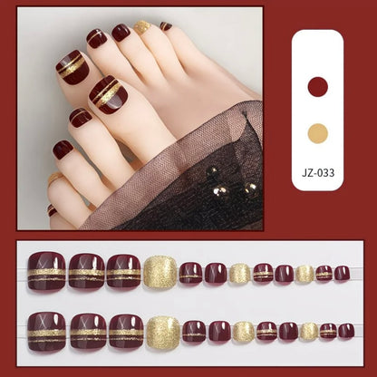 Burgundy & Gold Ribbon Luxury Toes