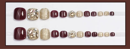 Burgundy & Champagne Crystal Luxury Toes