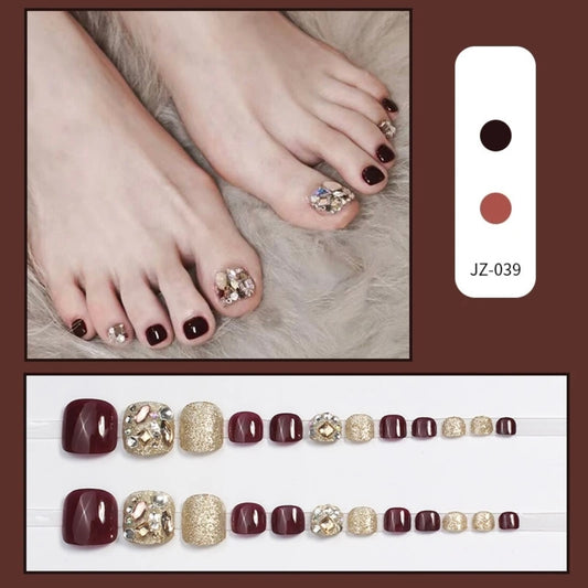 Burgundy & Champagne Crystal Luxury Toes