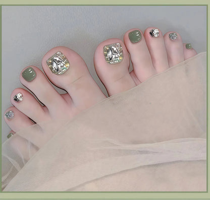 Sage Green Crystal Mosaic Luxury Toes