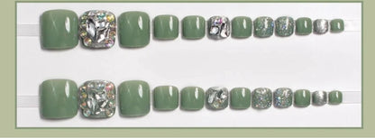 Sage Green Crystal Mosaic Luxury Toes