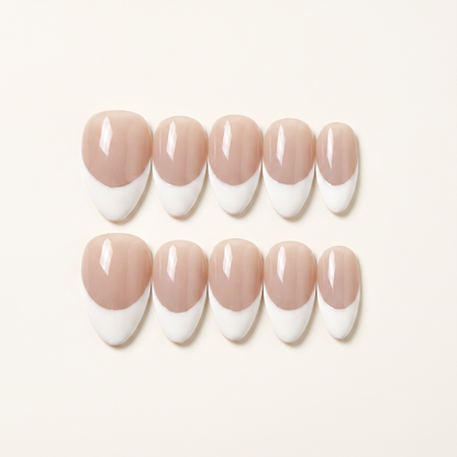 Classic Pure – Quiet Luxury White French Almond Press-On Nails