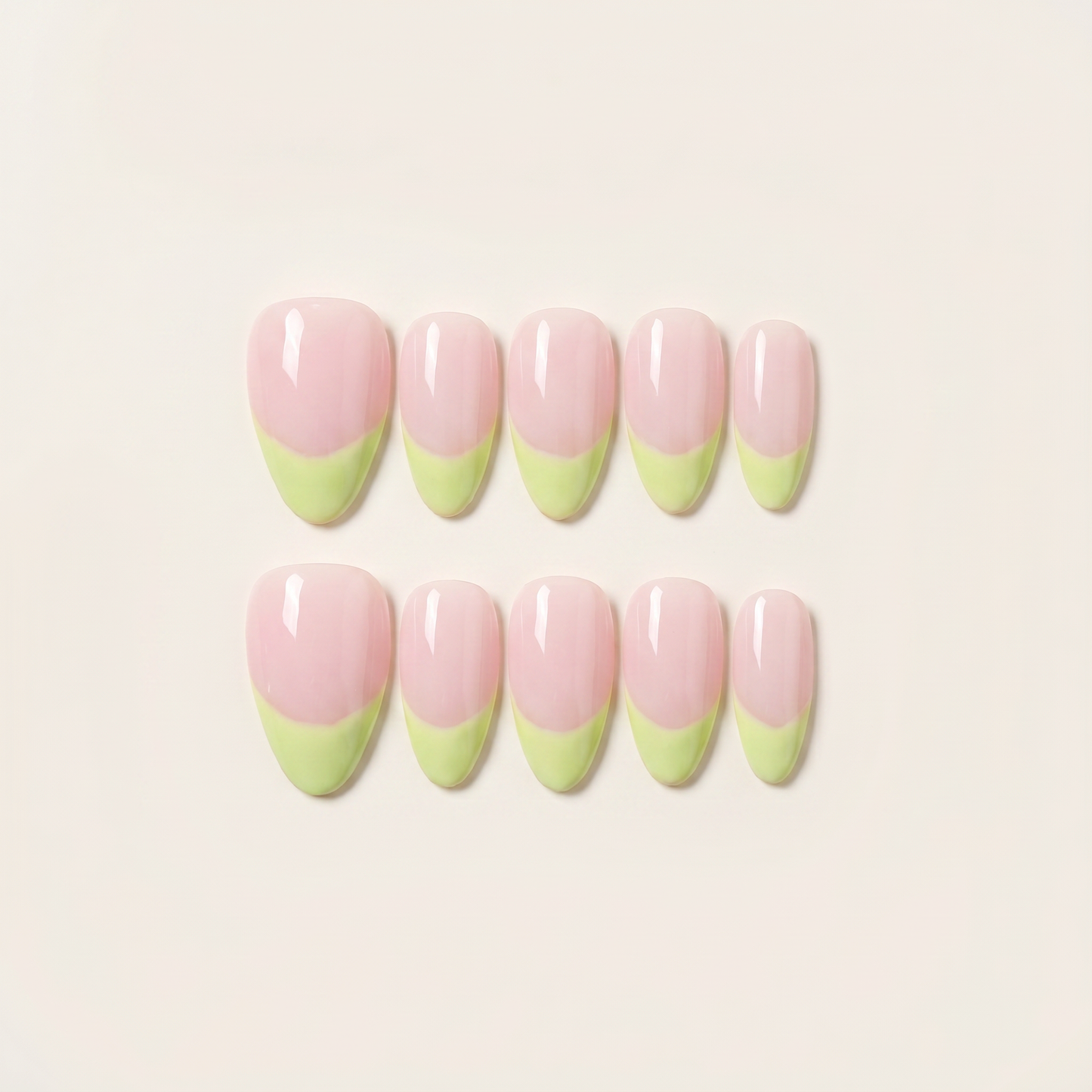 Lime Sorbet – Clean Girl Lime Green French Almond Press-On Nails
