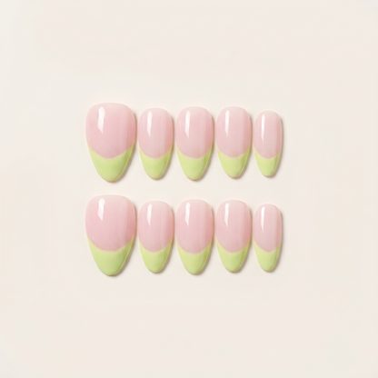 Lime Sorbet – Clean Girl Lime Green French Almond Press-On Nails