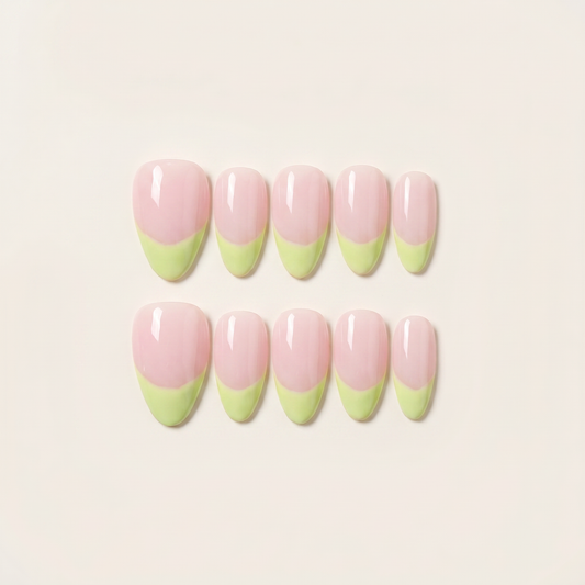 Lime Sorbet – Clean Girl Lime Green French Almond Press-On Nails