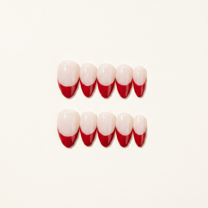 Scarlet Edge – Date Night Red French Almond Press-On Nails