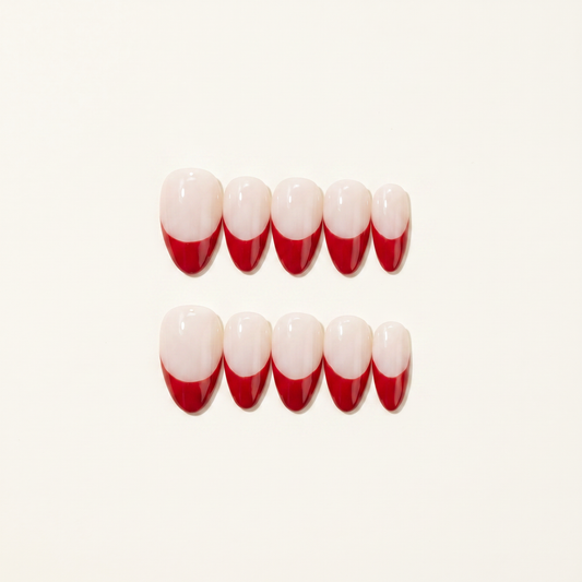 Scarlet Edge – Date Night Red French Almond Press-On Nails