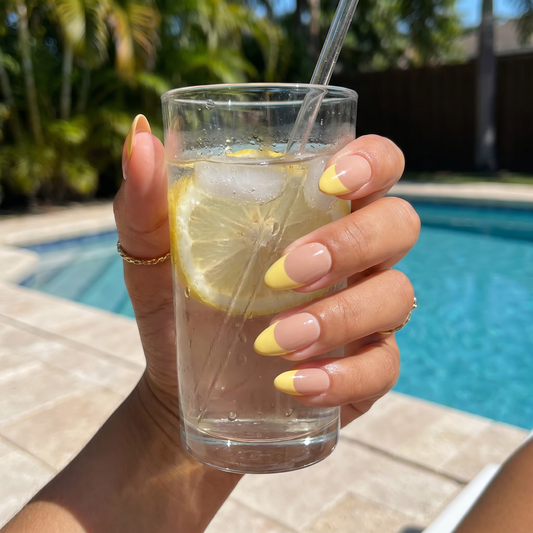 Yellow Sorbet – Soft Feminine Lemon French Almond Press-On Nails