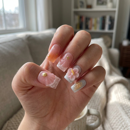 Sunset Petal – Soft Feminine Square Press-On Nails