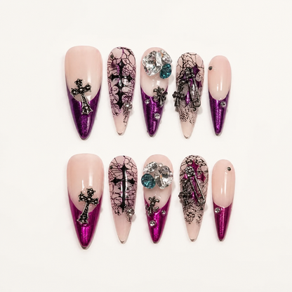Violet Requiem – Dark Feminine Stiletto Press-On Nails