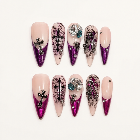 Violet Requiem – Dark Feminine Stiletto Press-On Nails