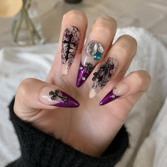 Violet Requiem – Dark Feminine Stiletto Press-On Nails